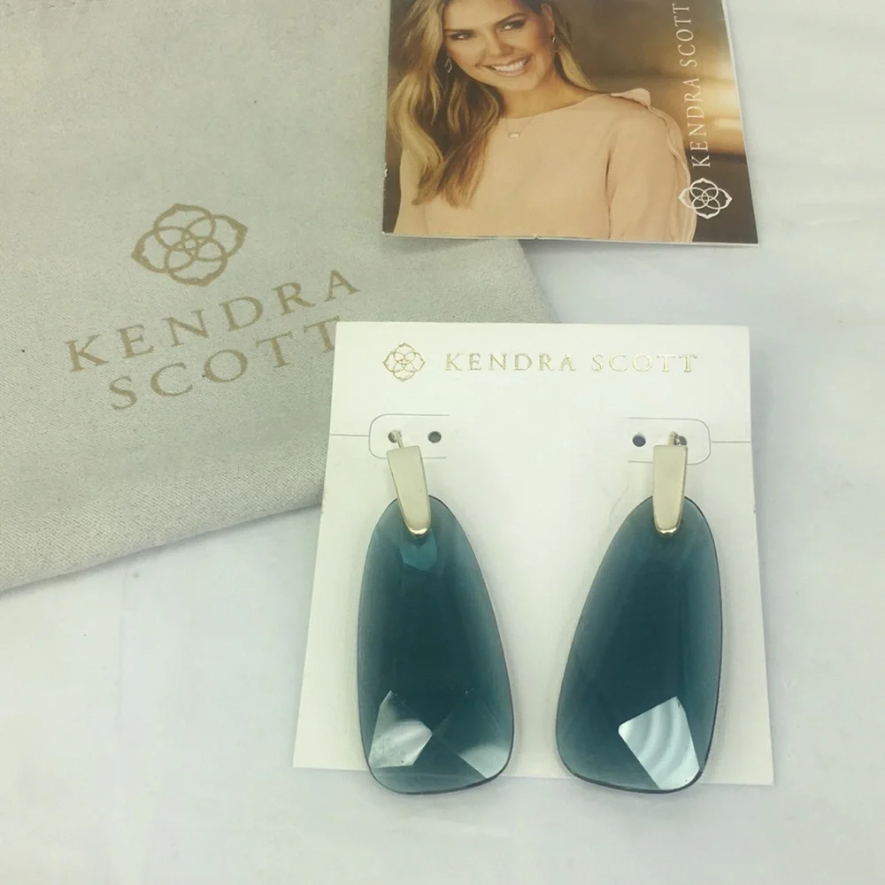 Kendra Scott Olive Green Faceted Drop Earrings